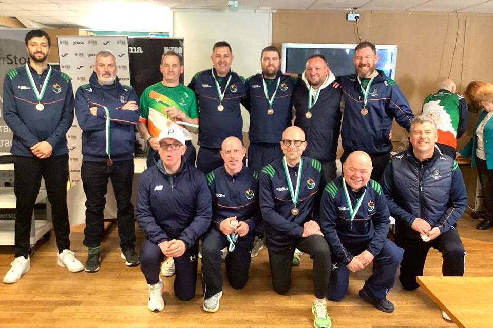 Baltinglass man Mark Moore (fourth from left) with the Transplant Sport Ireland soccer team at the Tri-Nations Gift of Life tournament.